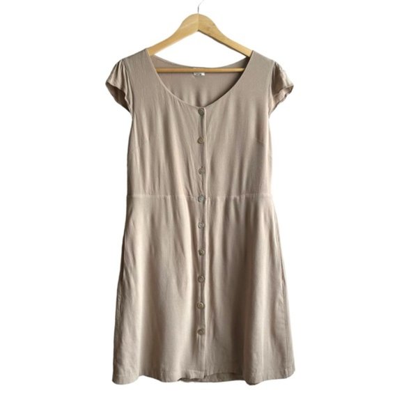 Wilfred Capulet Dress Size Large Olive Beige Buttons Danity - Picture 5 of 12